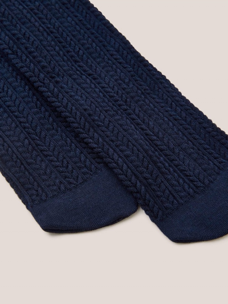 White Stuff Cara Cable Knit Tights Dark Navy | 537824XEQ