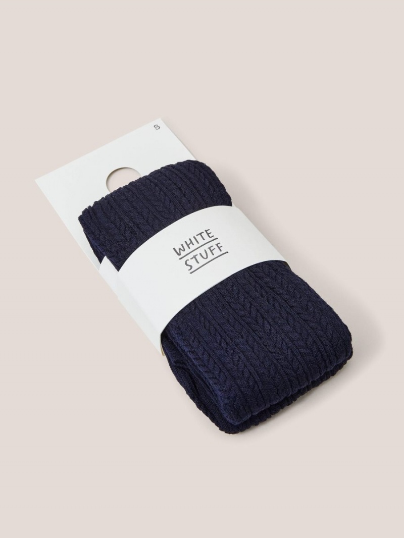 White Stuff Cara Cable Knit Tights Dark Navy | 537824XEQ