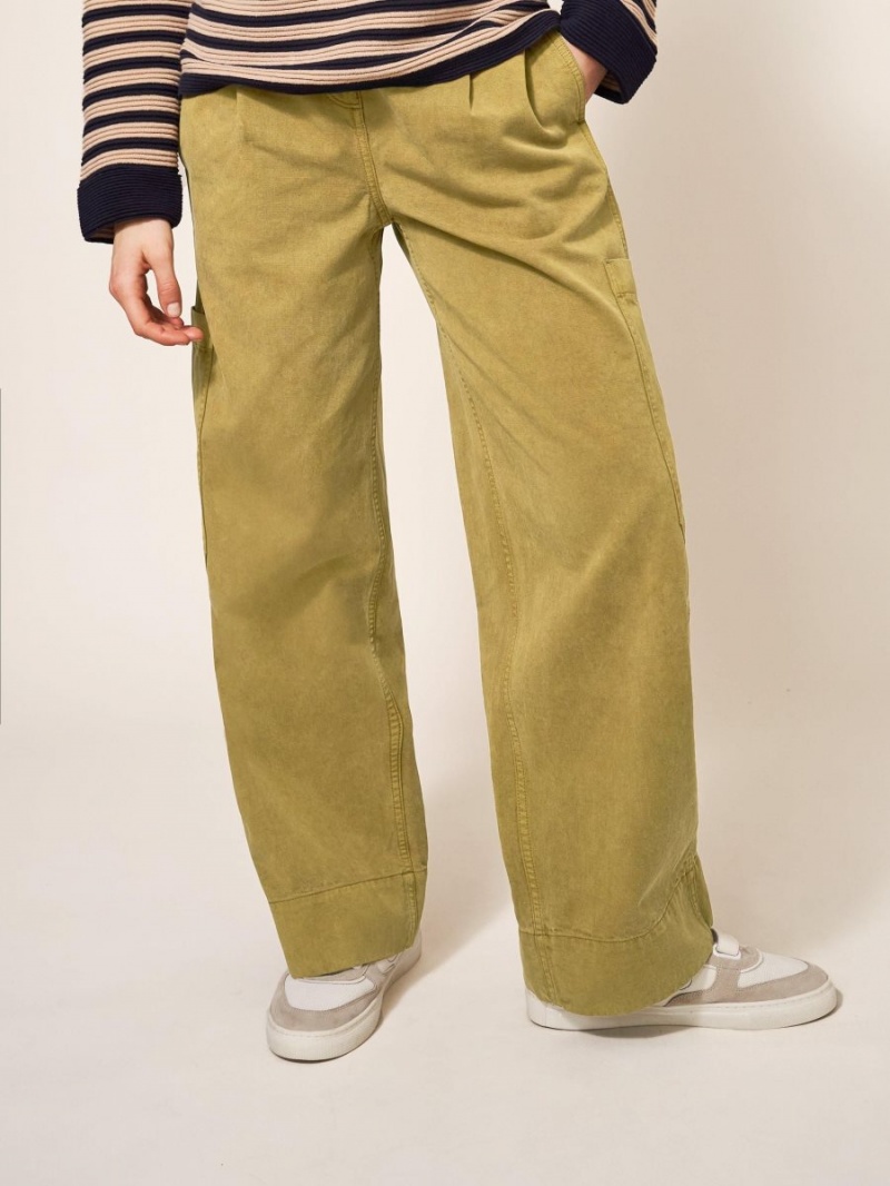 White Stuff Carlie Wide Leg Cargo Trouser Mid Green | 782514UXB