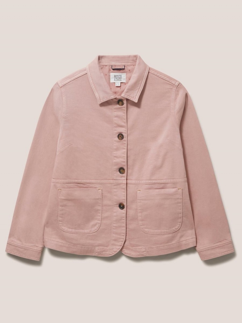 White Stuff Carrie Regular Fit Denim Jacket Mid Pink | 132407RJK