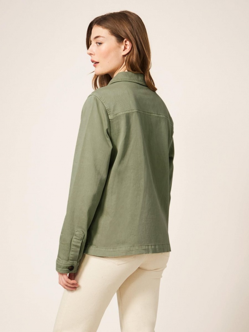 White Stuff Carrie Regular Fit Denim Jacket Mid Green | 601594AZD