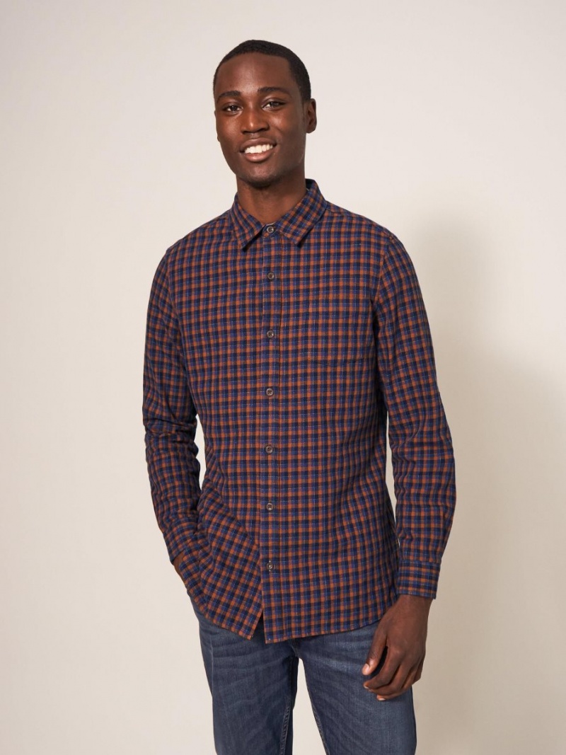 White Stuff Checked Twill Shirt Dark Navy | 892475GKE