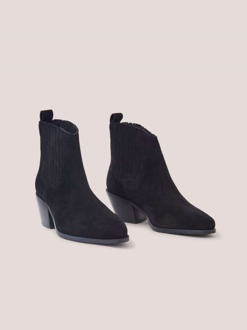 White Stuff Cherry Suede Ankle Boot Pure Black | 709482CUJ