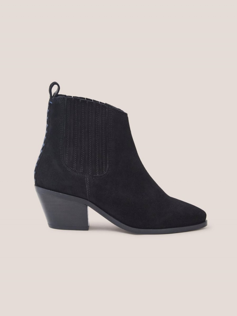 White Stuff Cherry Suede Ankle Boot Pure Black | 709482CUJ