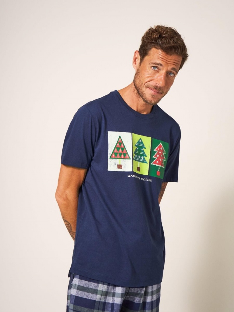 White Stuff Christmas Gear Graphic Tee Dark Navy | 801967QHJ