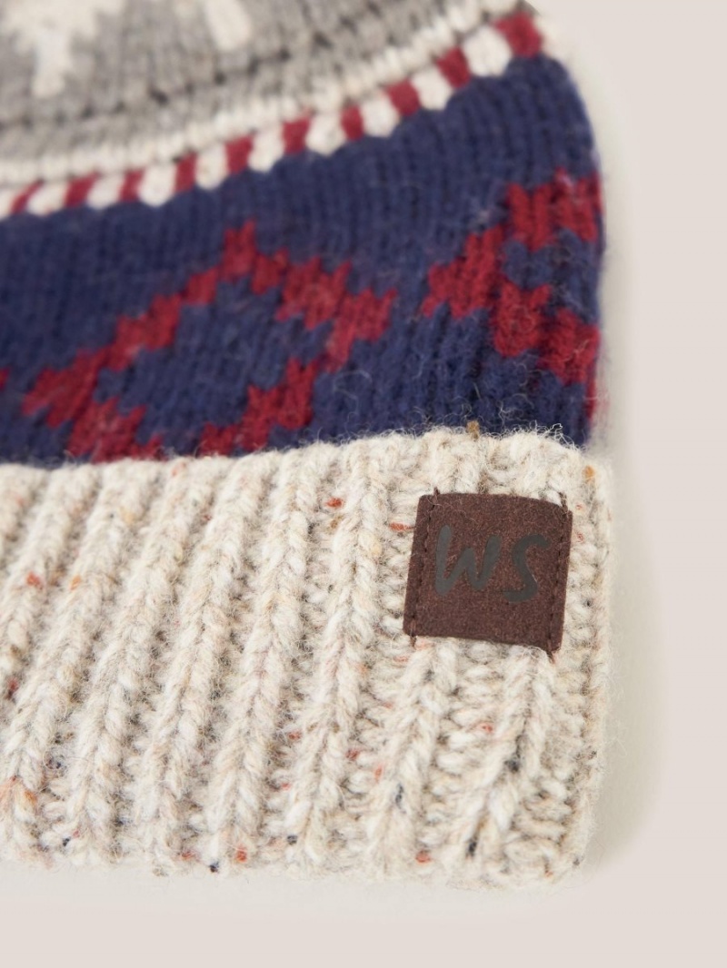 White Stuff Chunky Wool Fairisle Beanie Grey Multi | 729513KYV