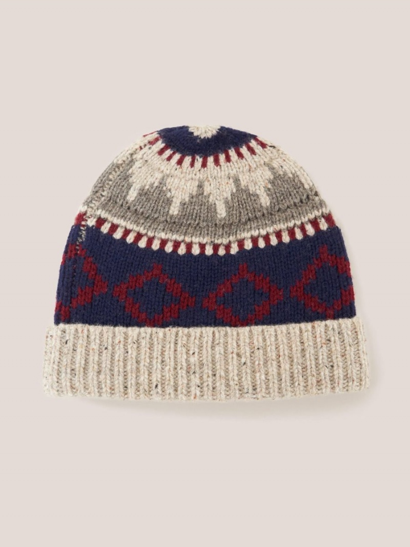 White Stuff Chunky Wool Fairisle Beanie Grey Multi | 729513KYV