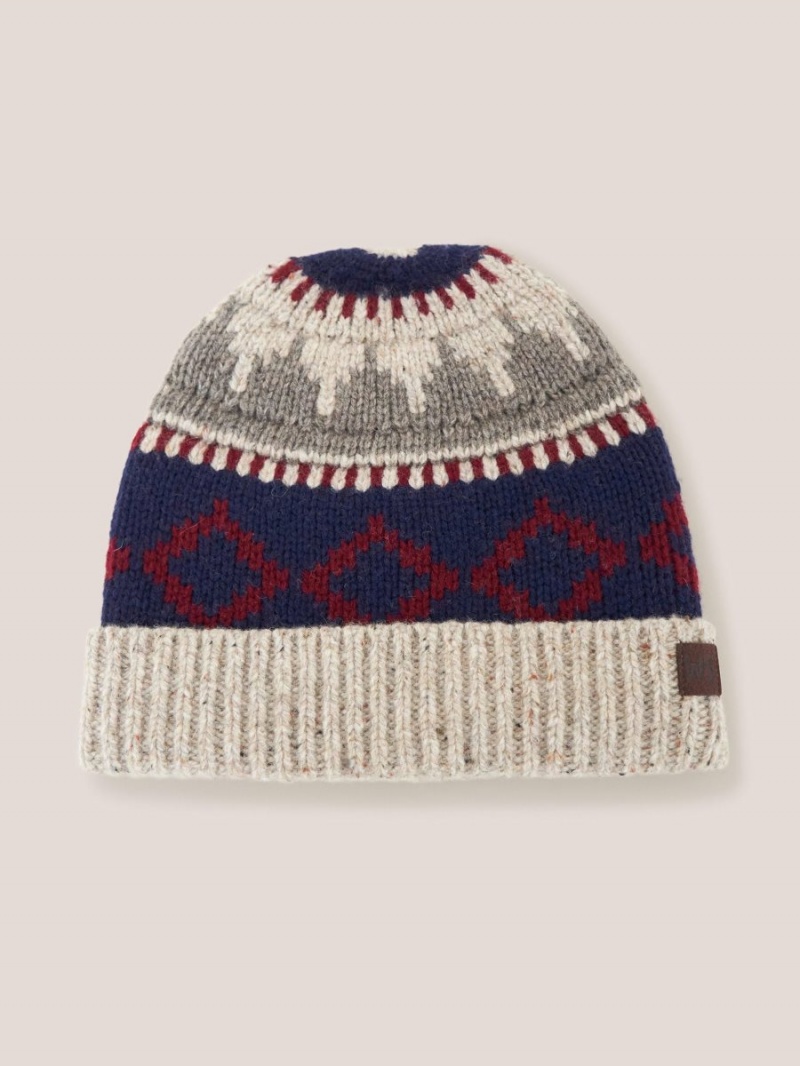 White Stuff Chunky Wool Fairisle Beanie Grey Multi | 729513KYV