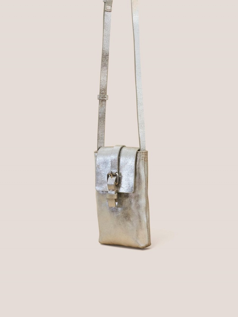 White Stuff Clara Buckle Phone Bag Pewter Metallic | 451703FTS