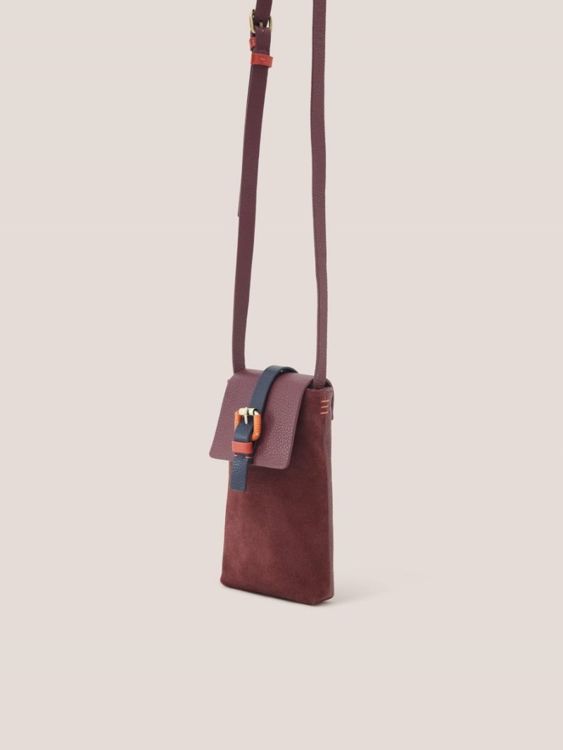 White Stuff Clara Buckle Suede Phone Bag Dark Plum | 126934HKG