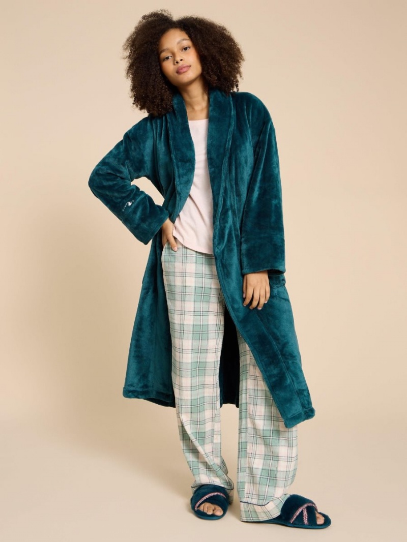 White Stuff Clover Cosy Dressing Gown Dk Teal | 062937YID