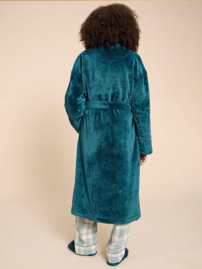 White Stuff Clover Cosy Dressing Gown Dk Teal | 062937YID