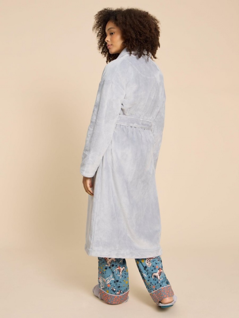 White Stuff Clover Cosy Dressing Gown Light Grey | 105728ECD