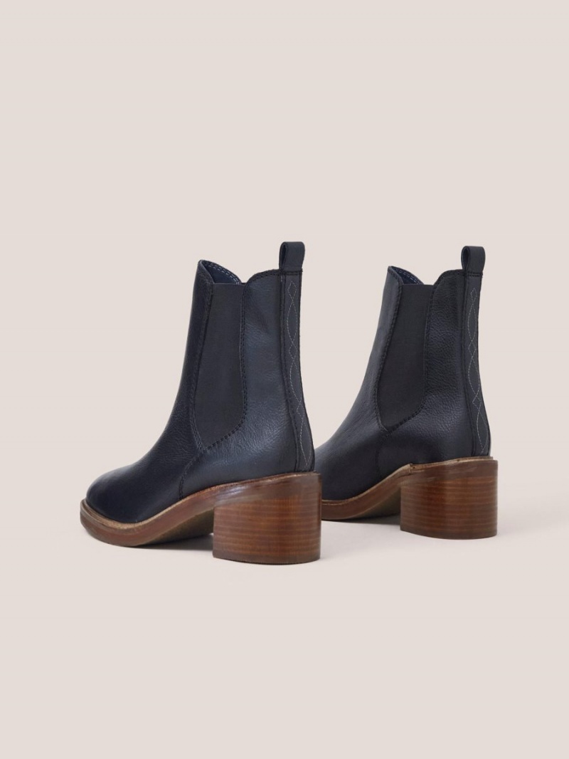 White Stuff Connie Leather Chelsea Boot Pure Black | 749618POK