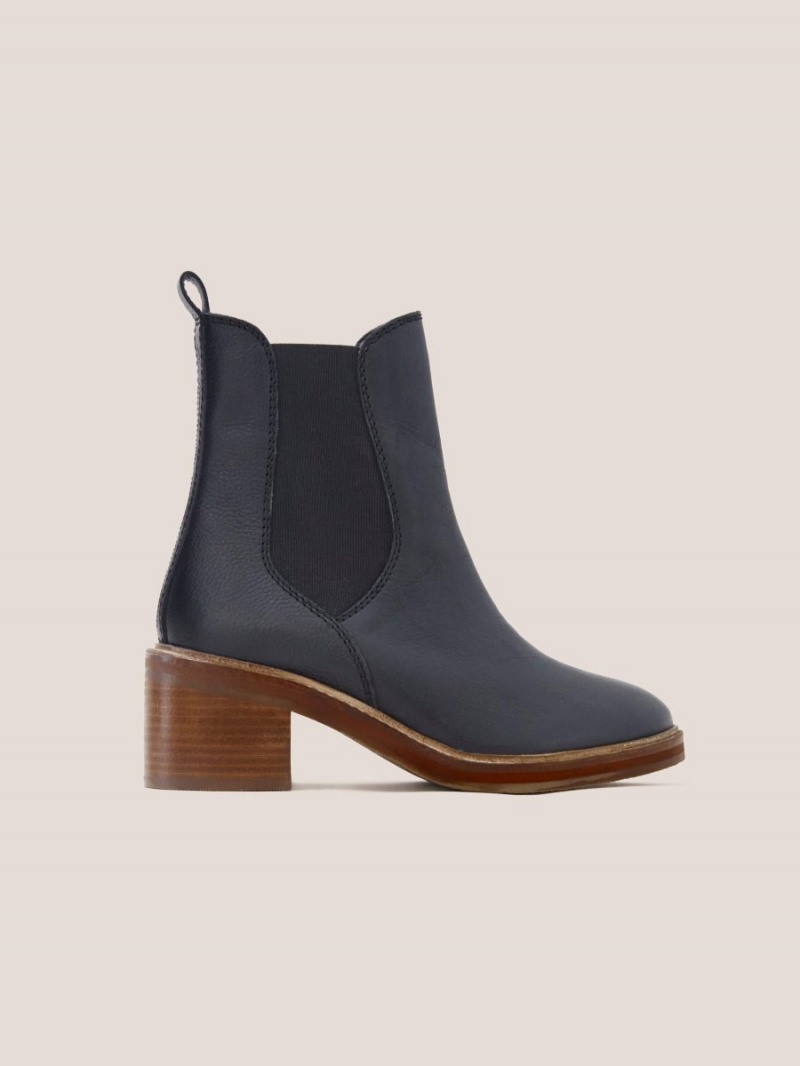 White Stuff Connie Leather Chelsea Boot Pure Black | 749618POK