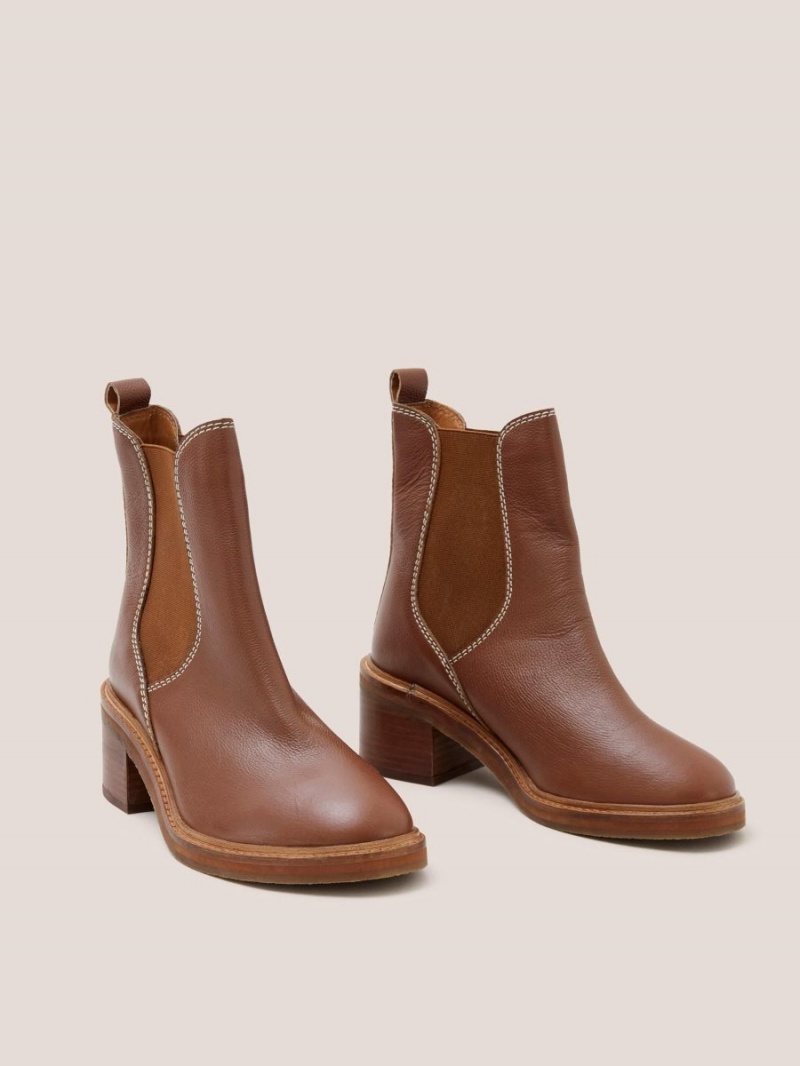 White Stuff Connie Leather Chelsea Boot Mid Tan | 953462VWL