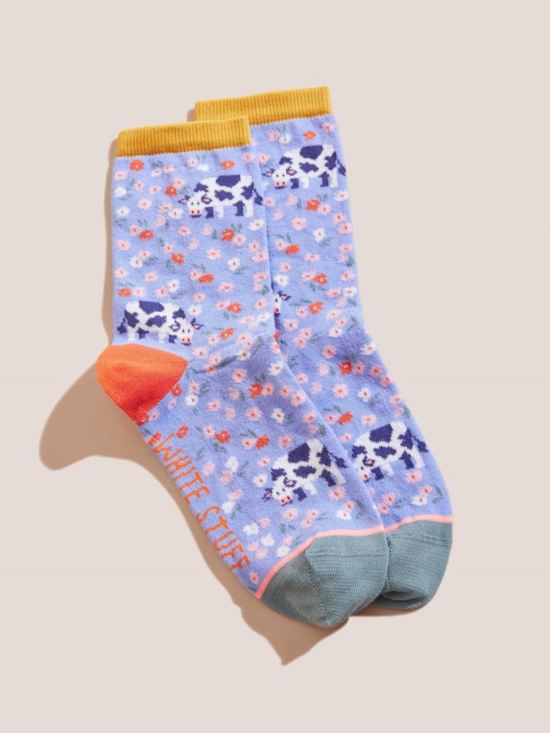 White Stuff Cow Floral Ankle Socks Blue Multi | 670948MVE