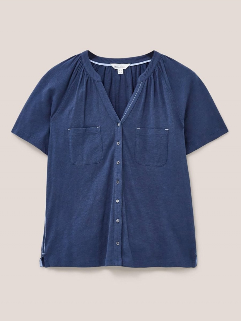 White Stuff Daisy Jersey Shirt French Navy | 257834WVQ