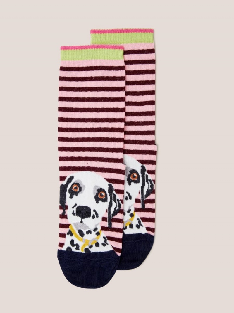 White Stuff Dalmatian Stripe Ankle Sock Pink Multi | 810925PXI