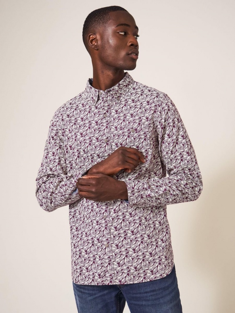 White Stuff Dandelion Printed Shirt Dk Plum | 682730OAK