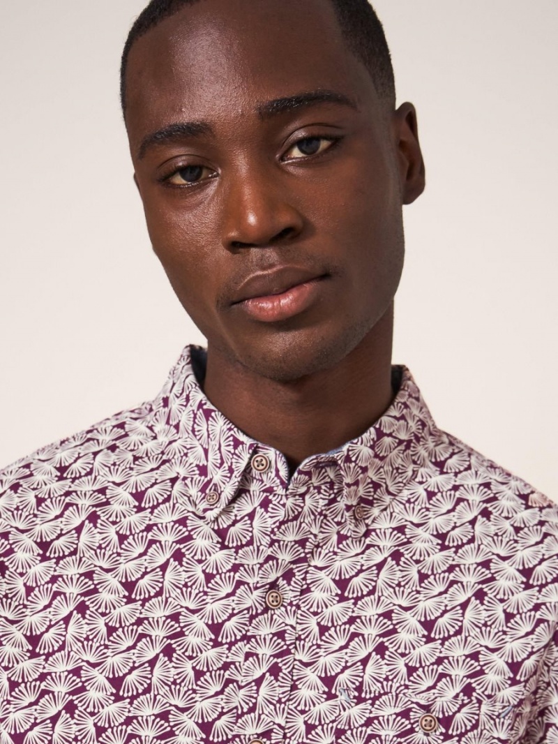 White Stuff Dandelion Printed Shirt Dk Plum | 682730OAK