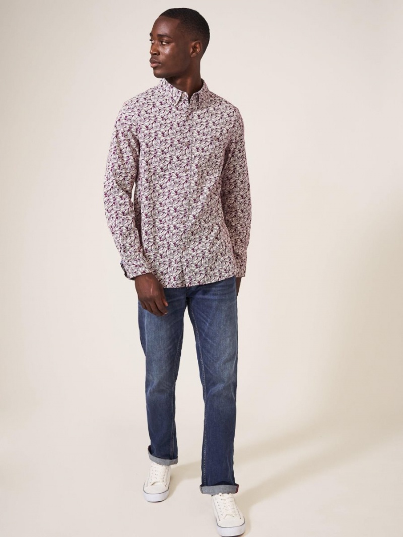 White Stuff Dandelion Printed Shirt Dk Plum | 682730OAK