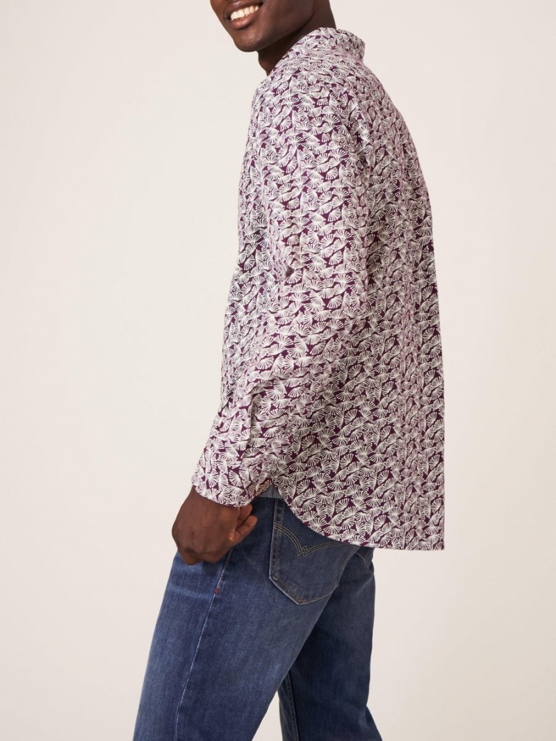 White Stuff Dandelion Printed Shirt Dk Plum | 682730OAK