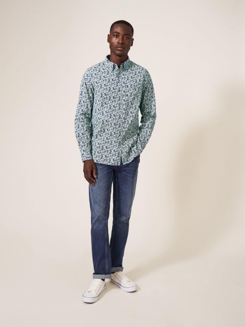 White Stuff Dandelion Printed Shirt Mid Teal | 018364GWP