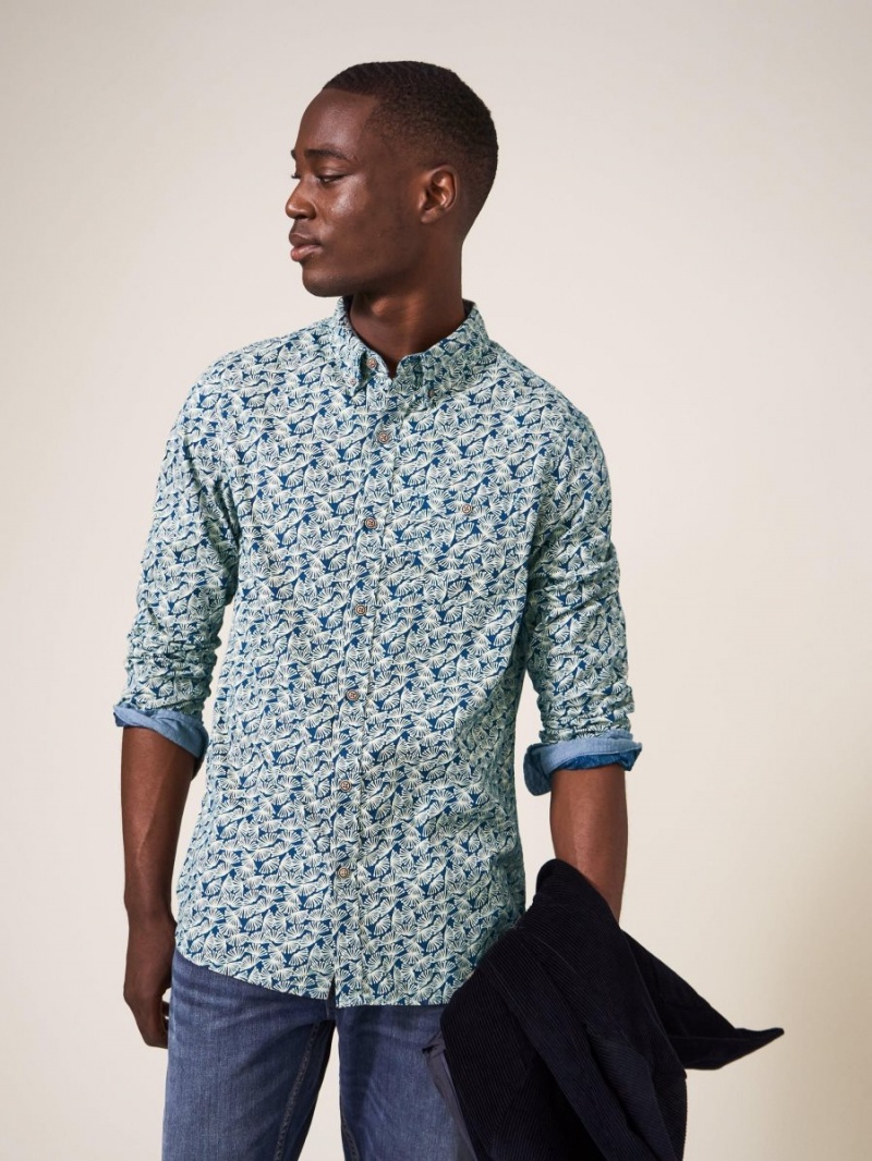 White Stuff Dandelion Printed Shirt Mid Teal | 018364GWP