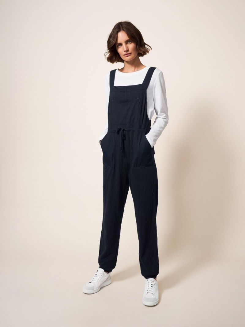 White Stuff Daphne Jersey Dungaree Pure Black | 816034JPB