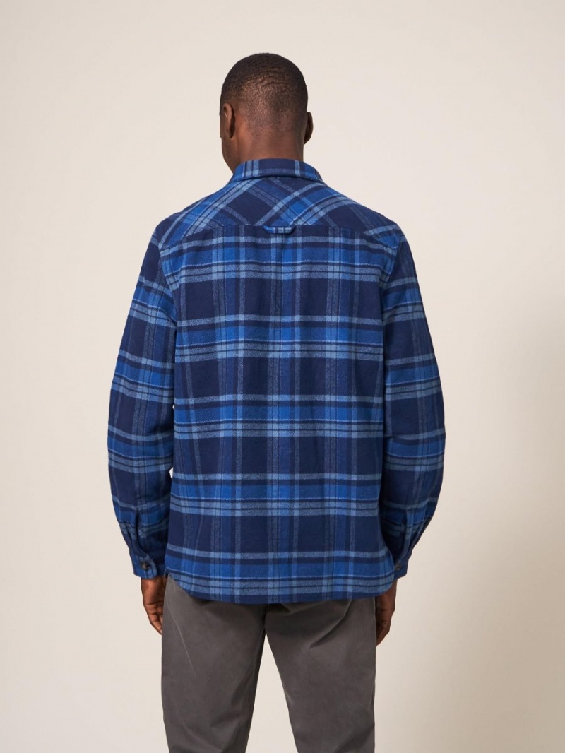 White Stuff Darwen Check Woven Overshirt Dark Navy | 326078EOU