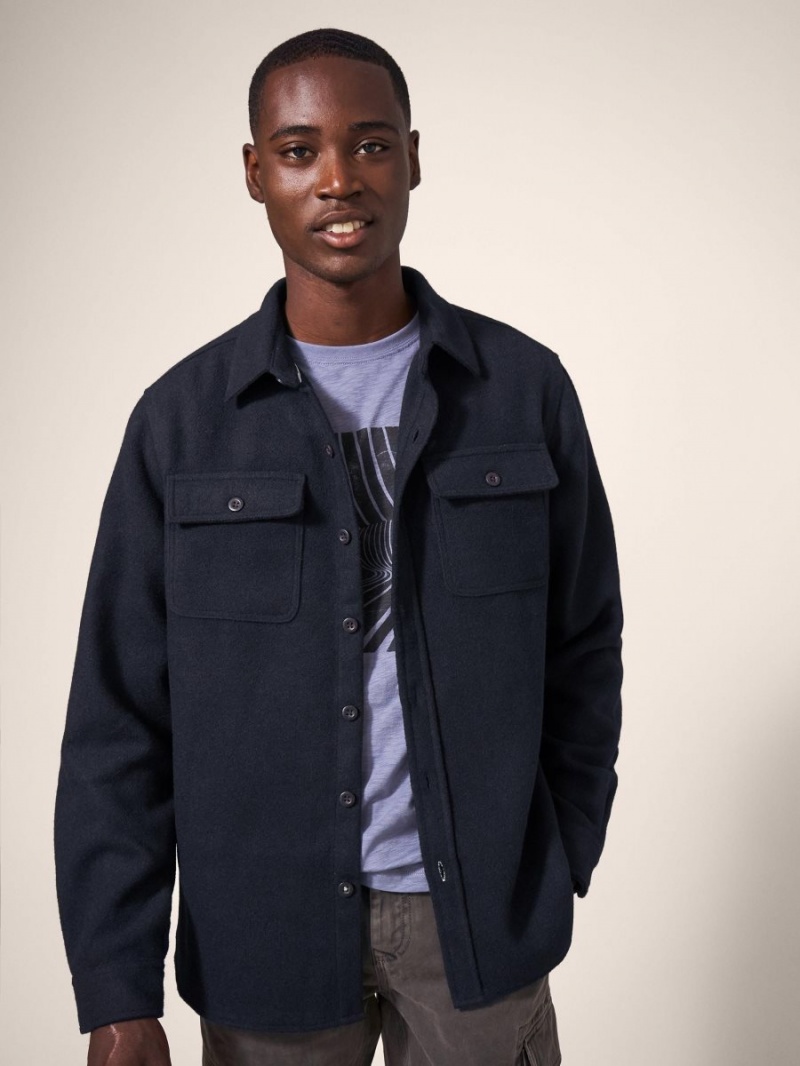 White Stuff Darwen Plain Overshirt Dark Navy | 748901KEQ