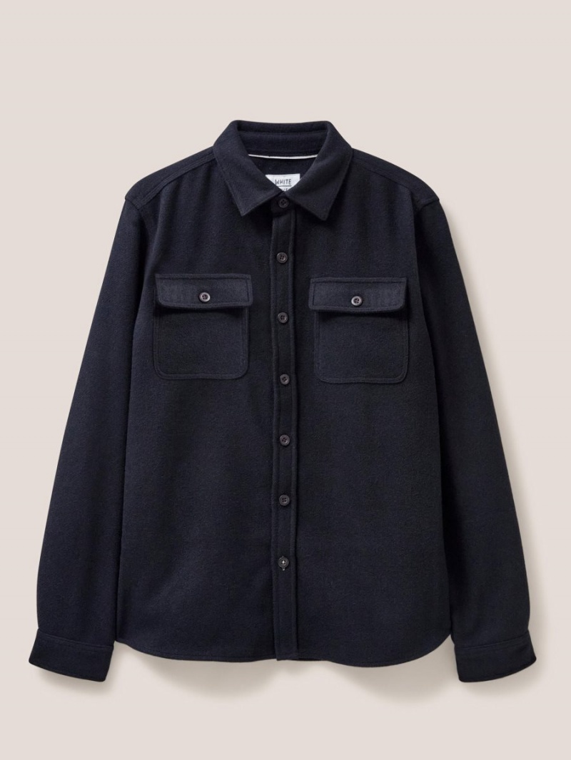 White Stuff Darwen Plain Overshirt Dark Navy | 748901KEQ