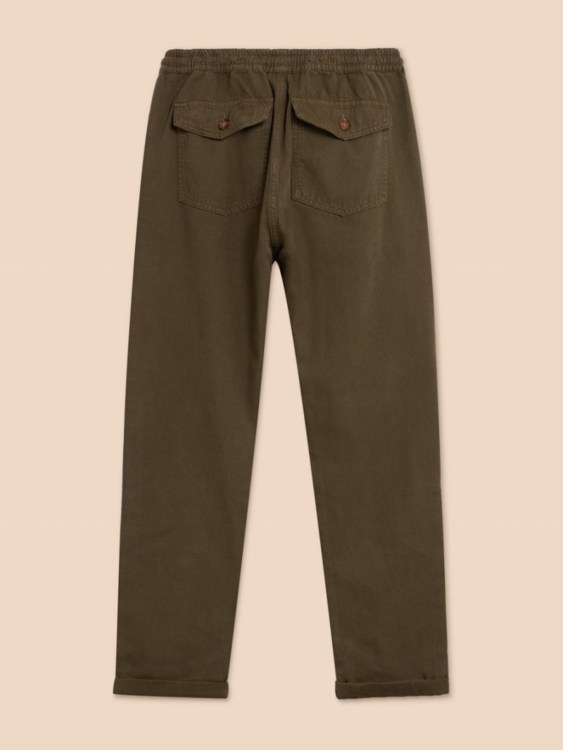 White Stuff Dempsey Drawstring Trouser Khaki Green | 859237VHD