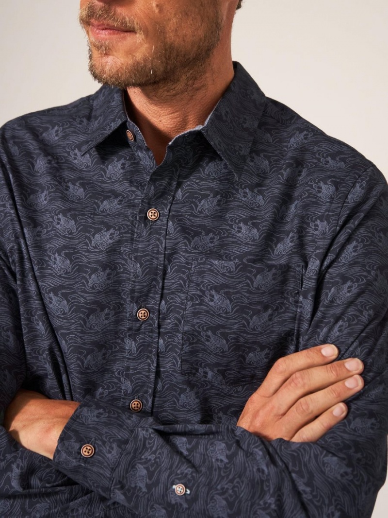 White Stuff Duck Printed Shirt Dark Navy | 524790KTA