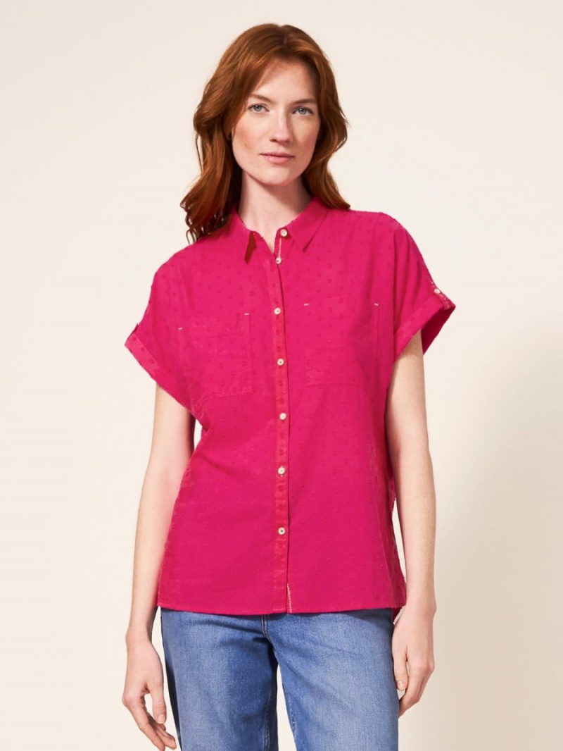 White Stuff Ella Organic Cotton Shirt Bright Pink | 537896DKR