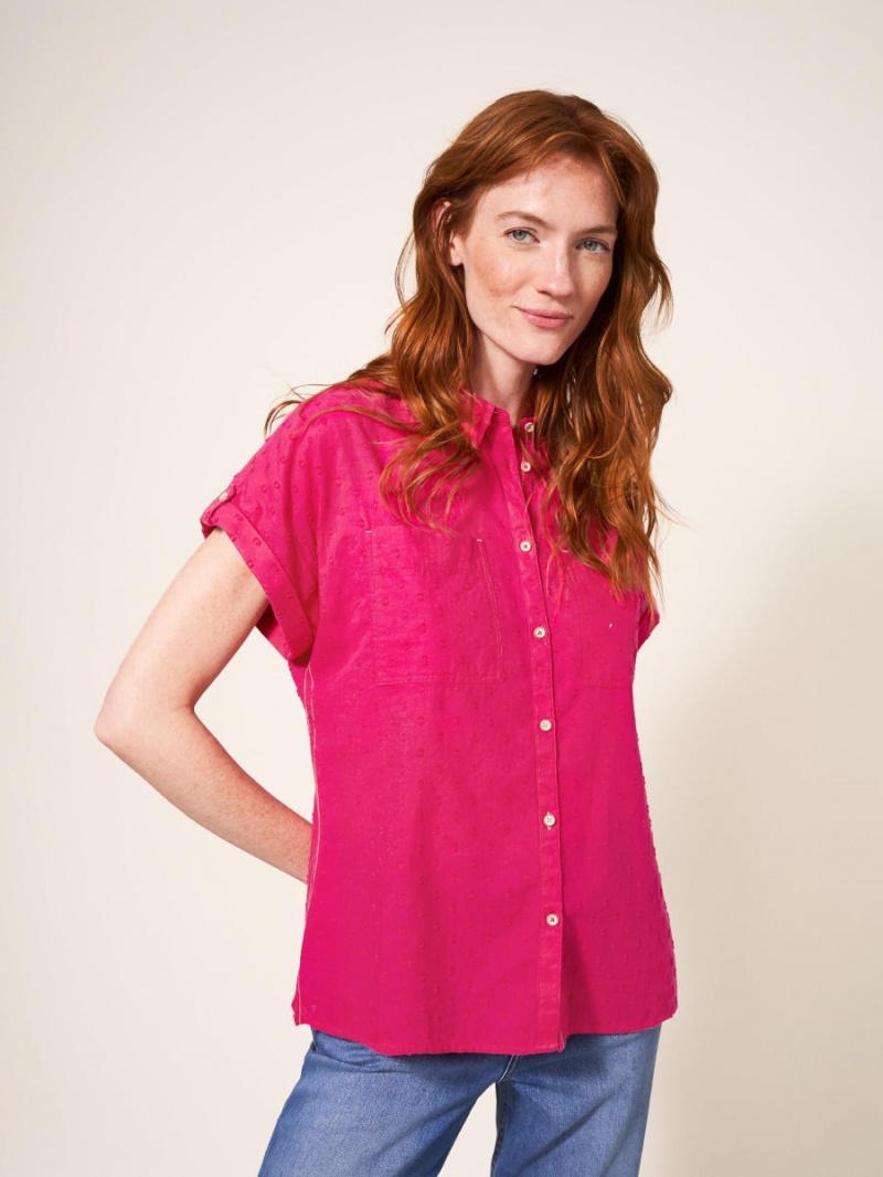 White Stuff Ella Organic Cotton Shirt Bright Pink | 537896DKR