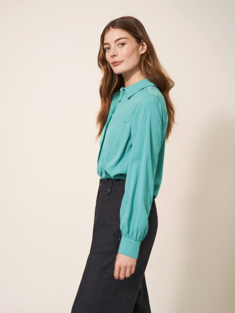 White Stuff Ella Shirt Mid Teal | 869053NKJ