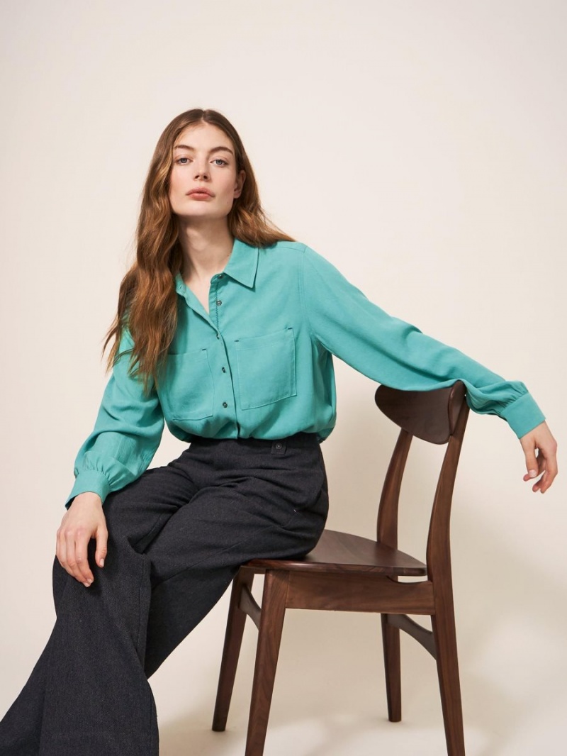 White Stuff Ella Shirt Mid Teal | 869053NKJ