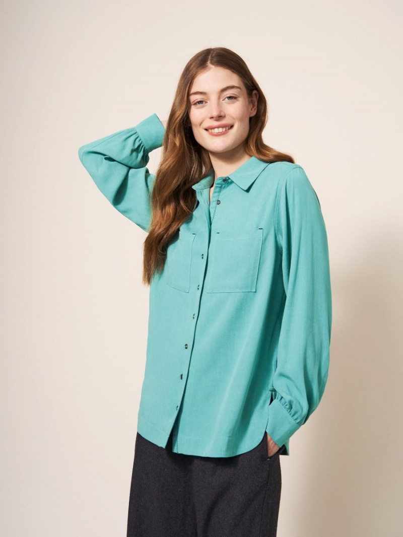 White Stuff Ella Shirt Mid Teal | 869053NKJ