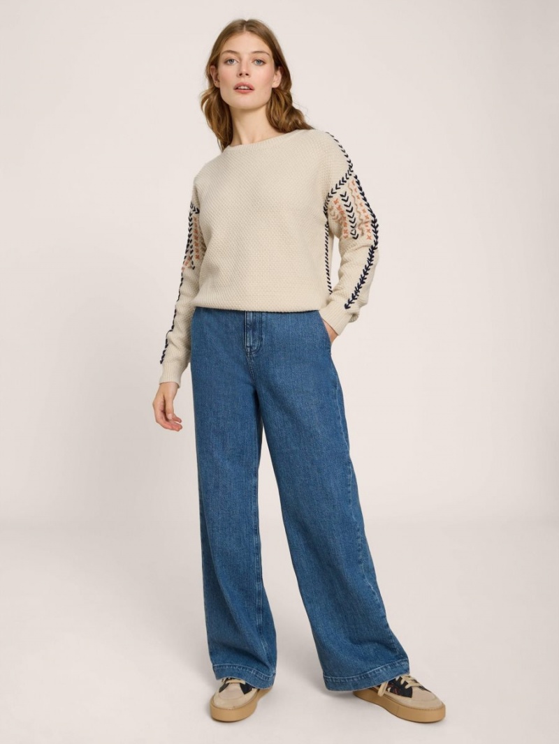 White Stuff Embroidered Jumper Natural Multi | 845930ZRB