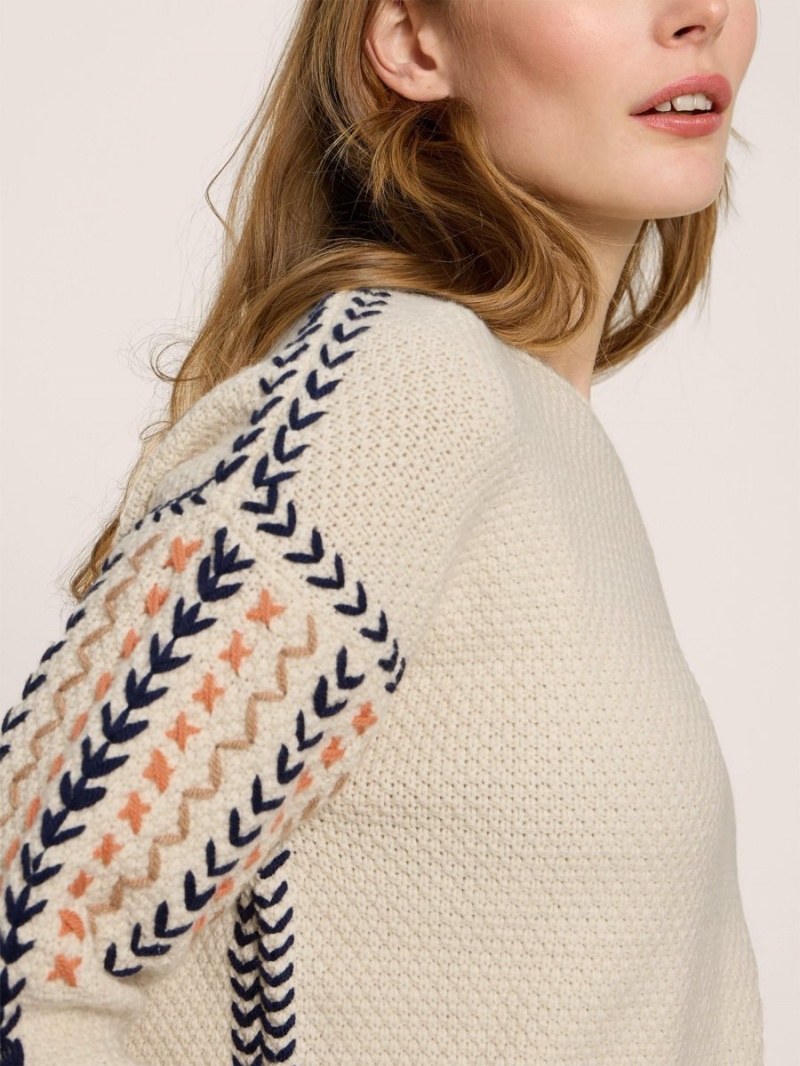 White Stuff Embroidered Jumper Natural Multi | 845930ZRB