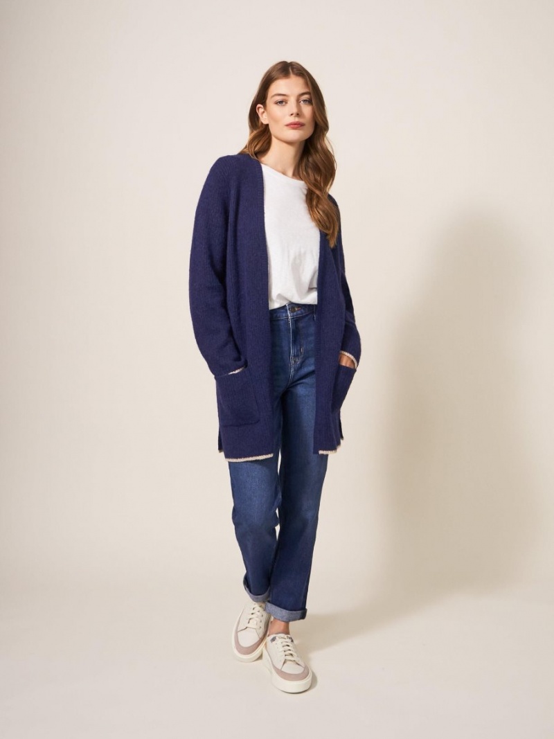 White Stuff Erica Longline Cardi Dark Navy | 469125ZYK