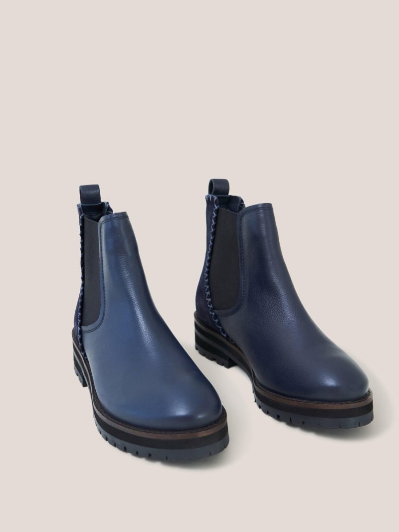 White Stuff Esme Leather Chelsea Boot Dark Navy | 879642GFO