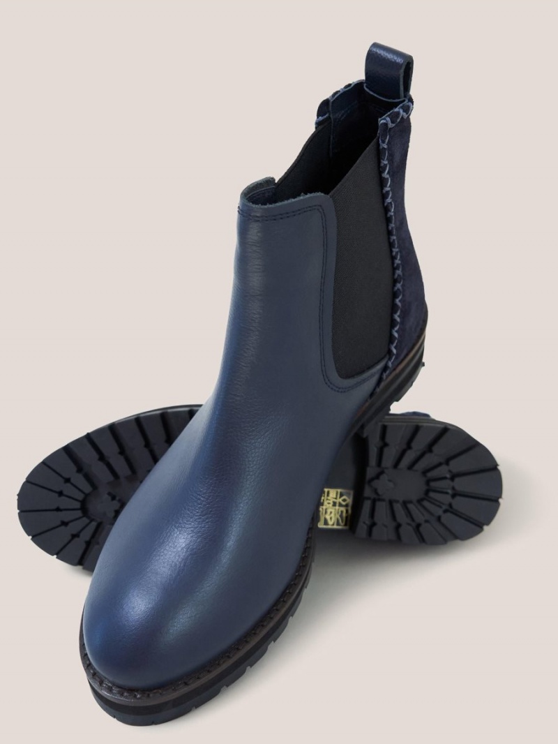 White Stuff Esme Leather Chelsea Boot Dark Navy | 879642GFO