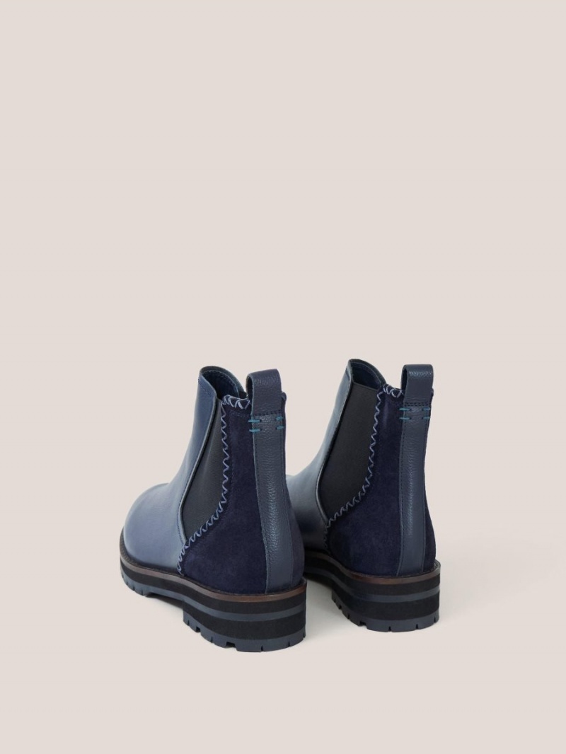 White Stuff Esme Leather Chelsea Boot Dark Navy | 879642GFO