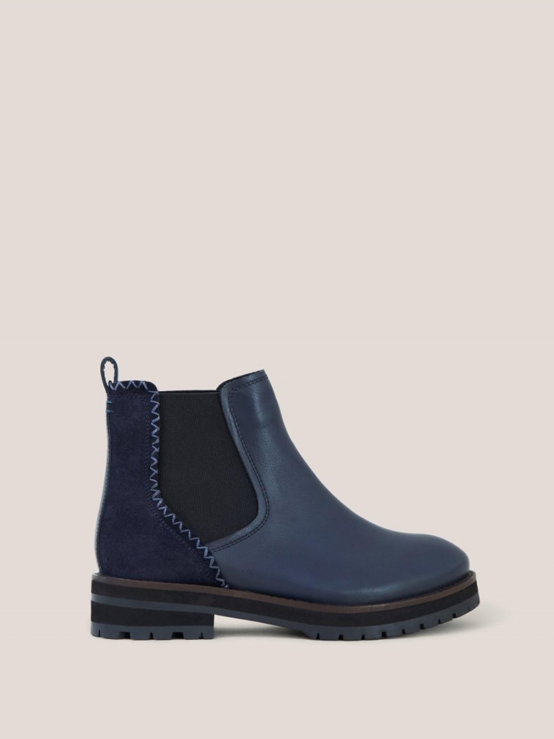 White Stuff Esme Leather Chelsea Boot Dark Navy | 879642GFO