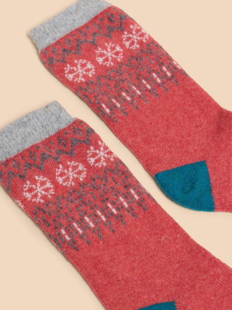 White Stuff Fairisle Mix Wool Socks Mid Pink | 709385TQX