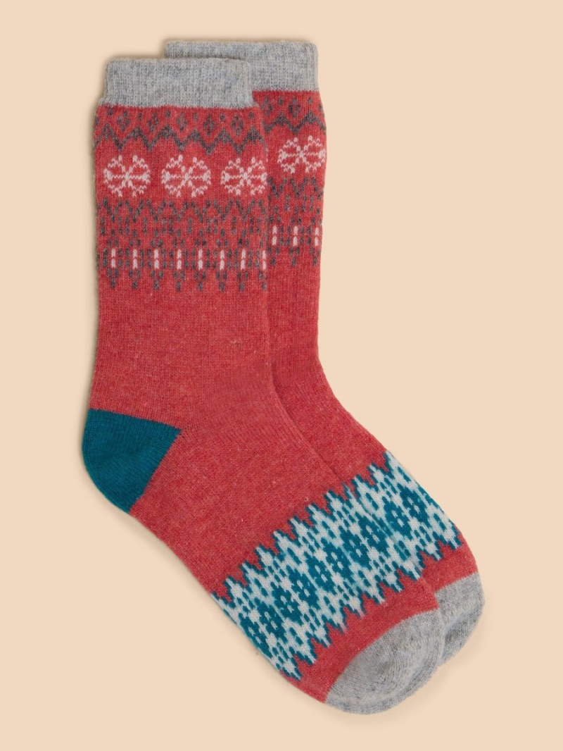 White Stuff Fairisle Mix Wool Socks Mid Pink | 709385TQX