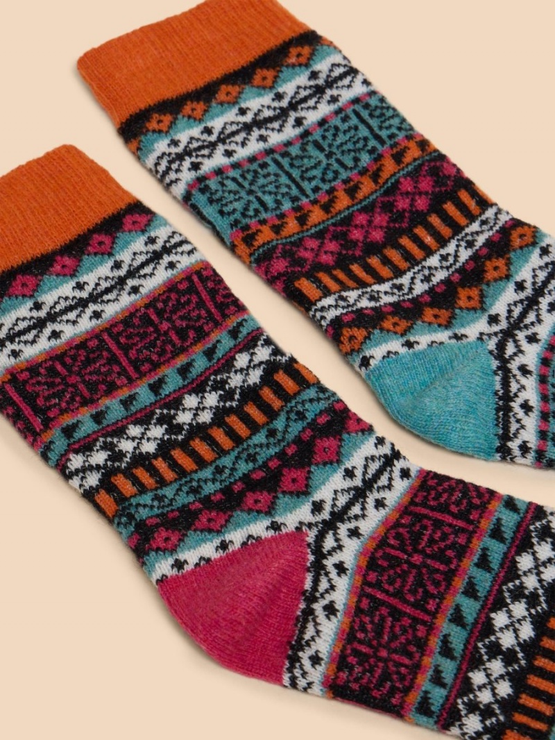 White Stuff Fairisle Pop Wool Mix Socks Black Multi | 254970ZJL